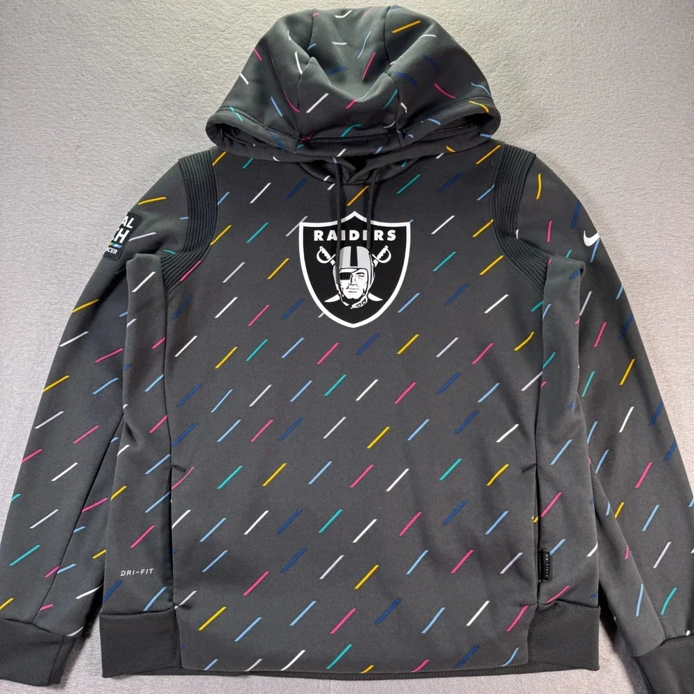 Las Vegas Raiders Crucial Catch Hoodie Sweatshirt Women Medium Gray Nike Dri Fit